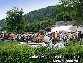 Rheinschifffahrt Mittelrhein-Lichter zum Maiweinfest und Maifest-Feuerwerk zwischen Loreley und Rheingau